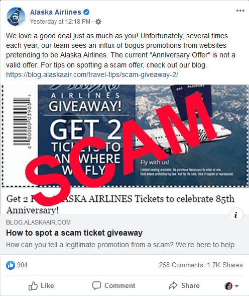 estafa de boletos aéreos de Alaska