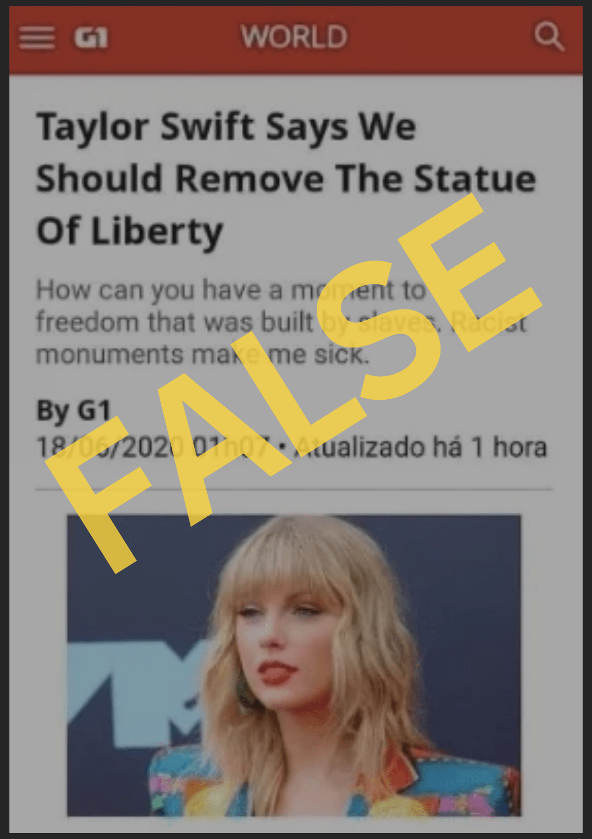 Taylor Swift estatua de la libertad