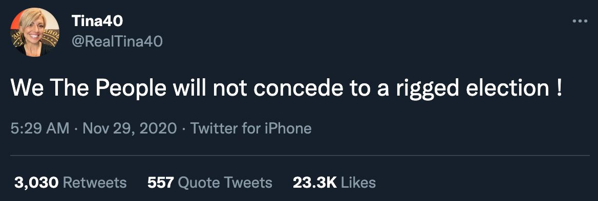 Tina Forte was at the Capitol riot on January 6 and also has posted QAnon content and debunked election conspiracy theories.