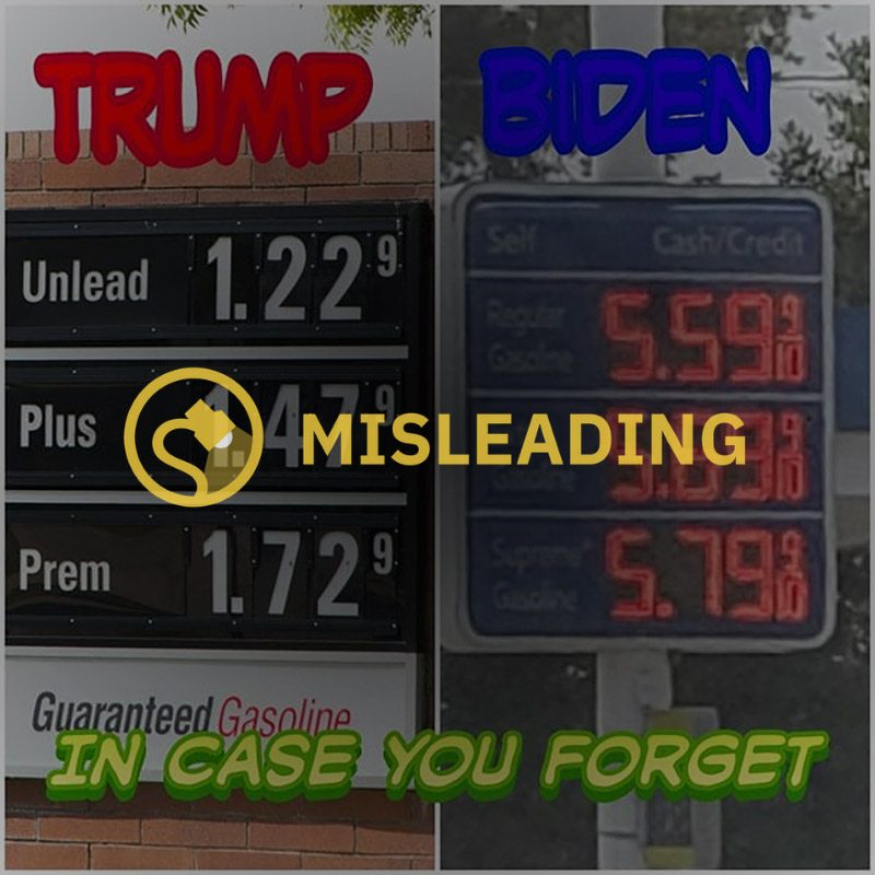 Un meme sobre los precios de la gasolina que comparaba a Trump y Biden no conocía los hechos y era muy engañoso.