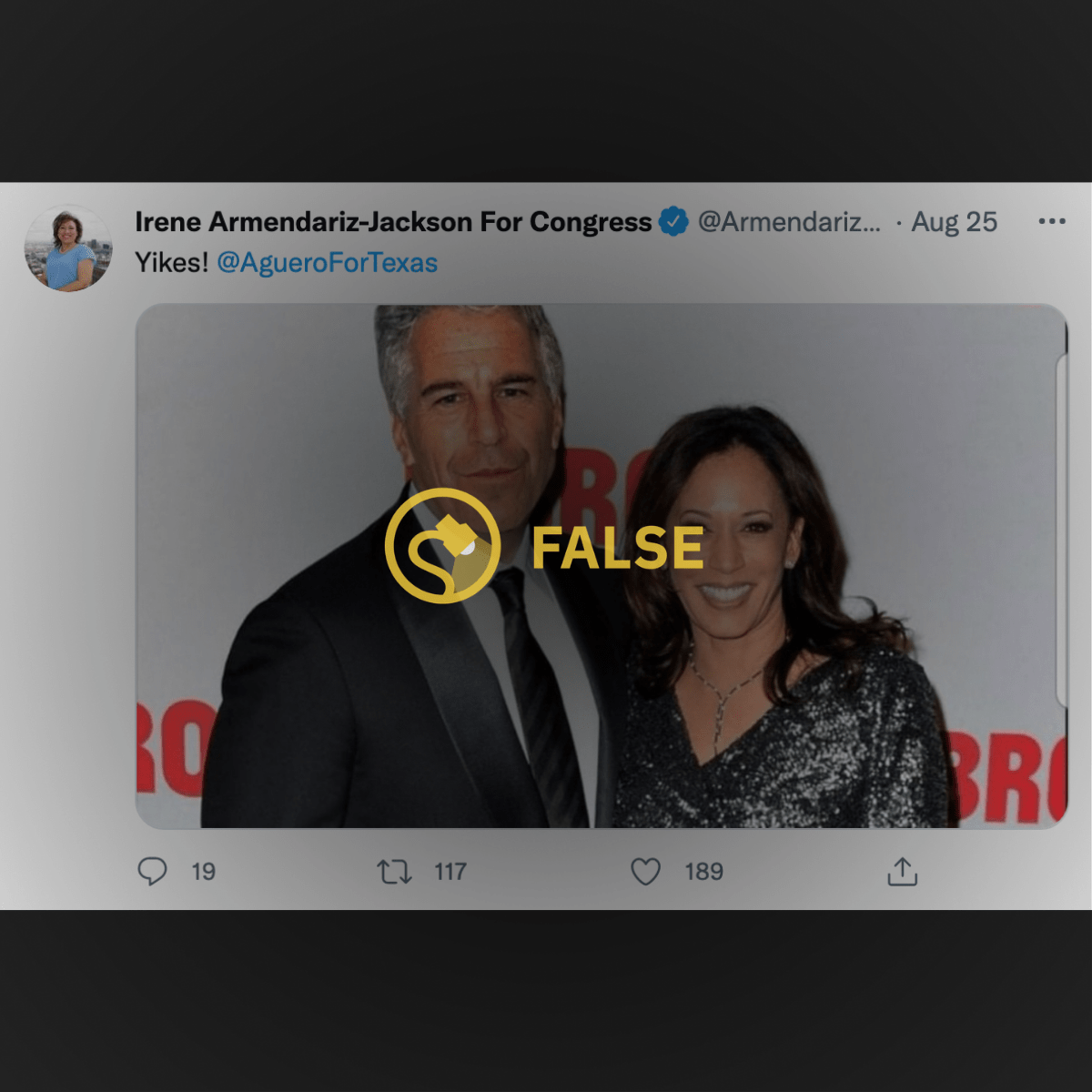 Foto falsa: Kamala Harris con Jeffrey Epstein
