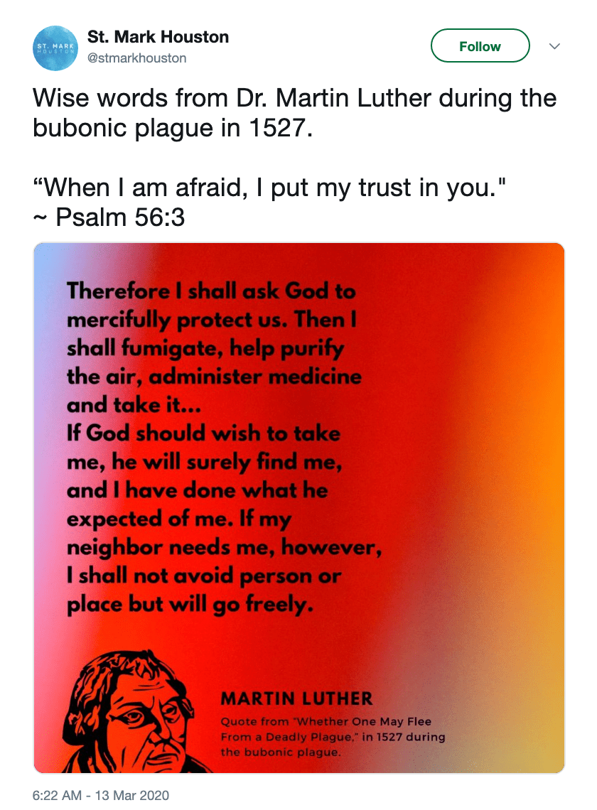 Martín Lutero sobre si se puede huir de una plaga mortal