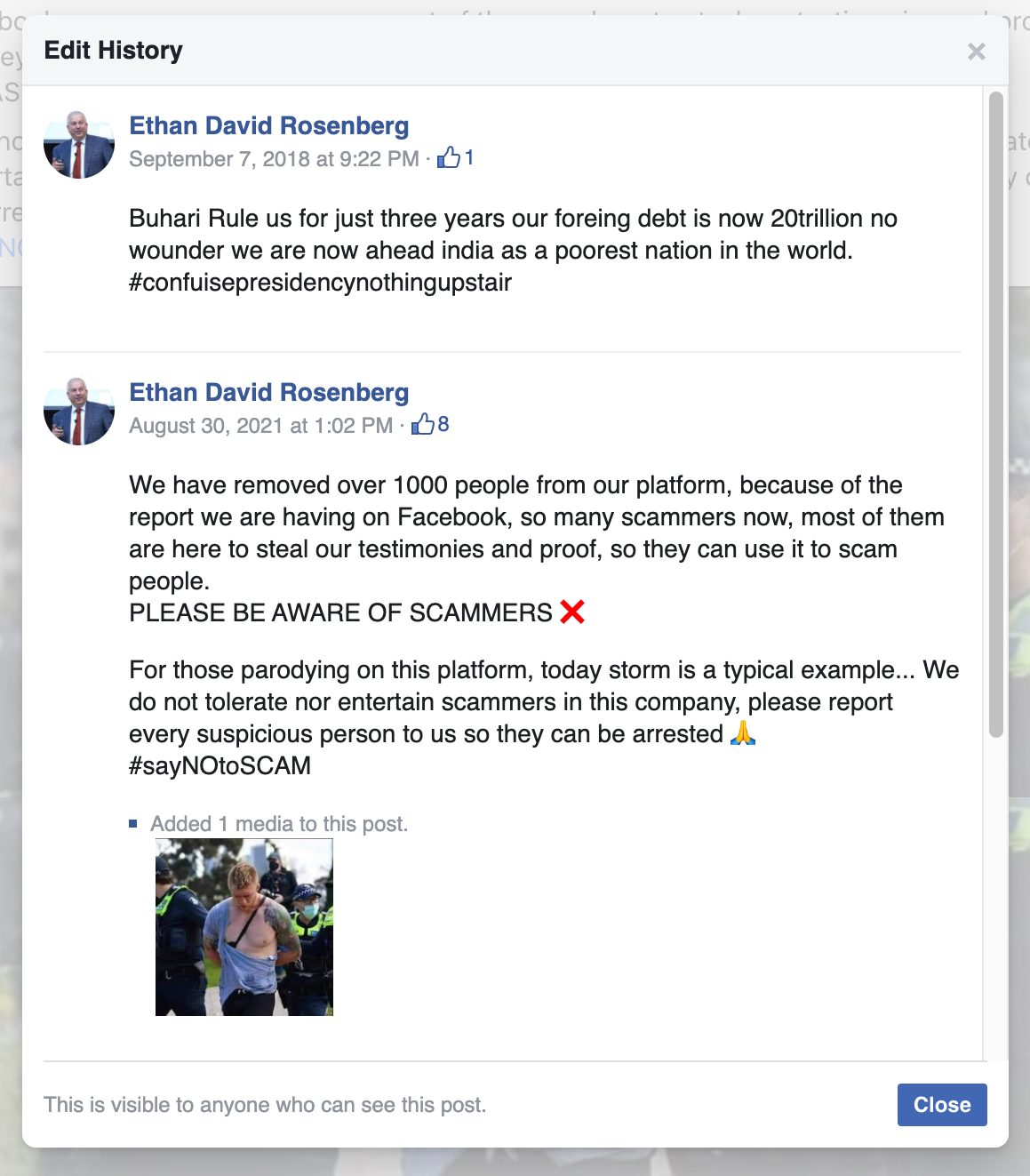 Ethan David Rosenberg es un perfil de Facebook administrado por estafadores de criptomonedas y no tiene nada que ver con el verdadero David Rosenberg de Rosenberg Research.