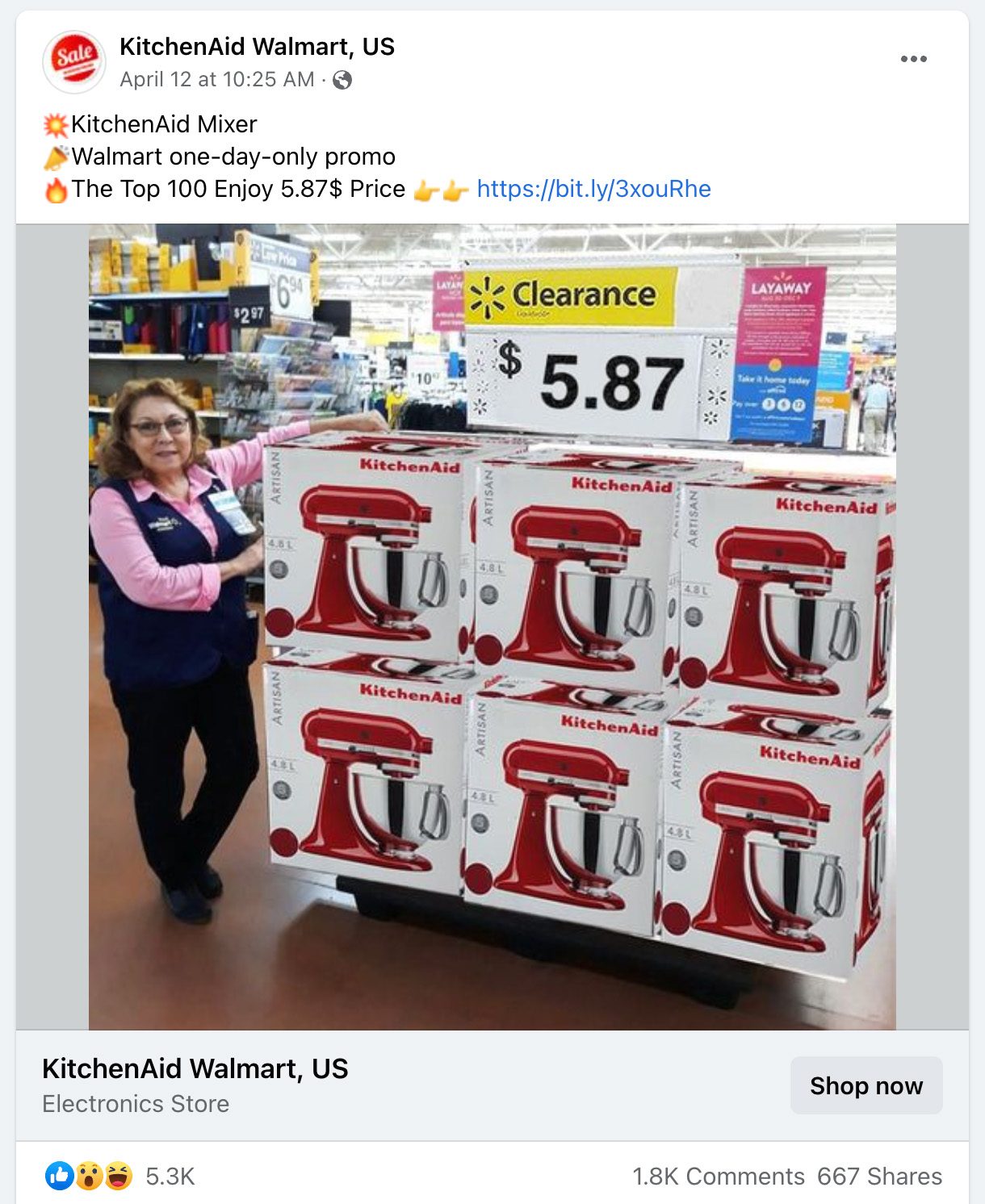 Walmart no está regalando batidoras KitchenAid sobrantes en Facebook ni la compañía puso fin a una asociación con el gigante de los electrodomésticos de cocina.