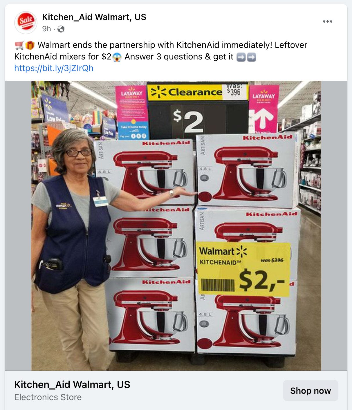 Walmart no está regalando batidoras KitchenAid sobrantes en Facebook ni la compañía puso fin a una asociación con el gigante de los electrodomésticos de cocina.