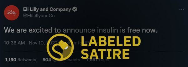 Una cuenta verificada de Twitter se hizo pasar por Eli Lilly y dijo que la insulina ahora es gratis.