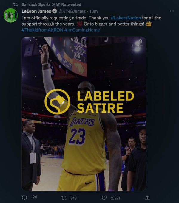 Una cuenta de Twitter con insignia verificada se hizo pasar por LeBron James y dijo que se iba de los Lakers.