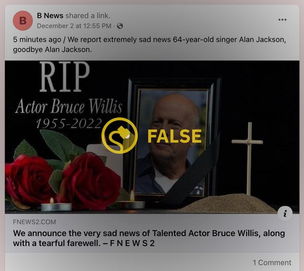 Alan Jackson no está muerto ya que todo fue un engaño de muerte ni hubo noticias muy o extremadamente tristes.
