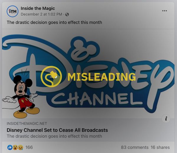 Disney Channel no está cerrando ni está listo para detener todas las transmisiones, a pesar de un titular engañoso.