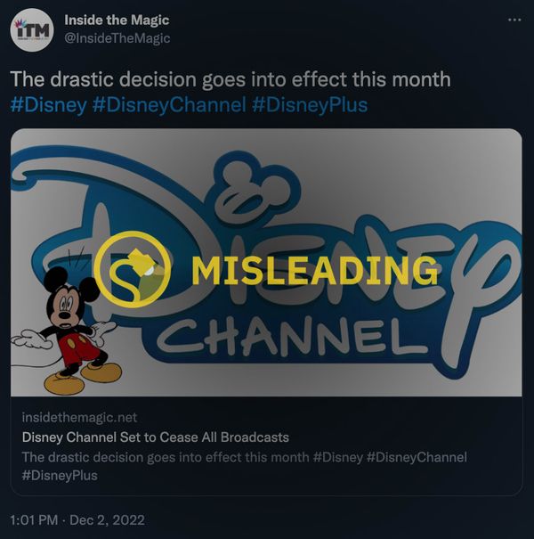 Disney Channel no está cerrando ni está listo para detener todas las transmisiones, a pesar de un titular engañoso.
