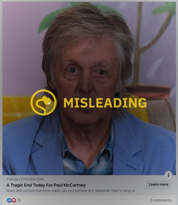 Paul McCartney nunca respaldó las gomitas de CBD ni estaba muerto ni tuvo un final trágico como afirmaban algunas publicaciones o anuncios de Facebook sobre la muerte.
