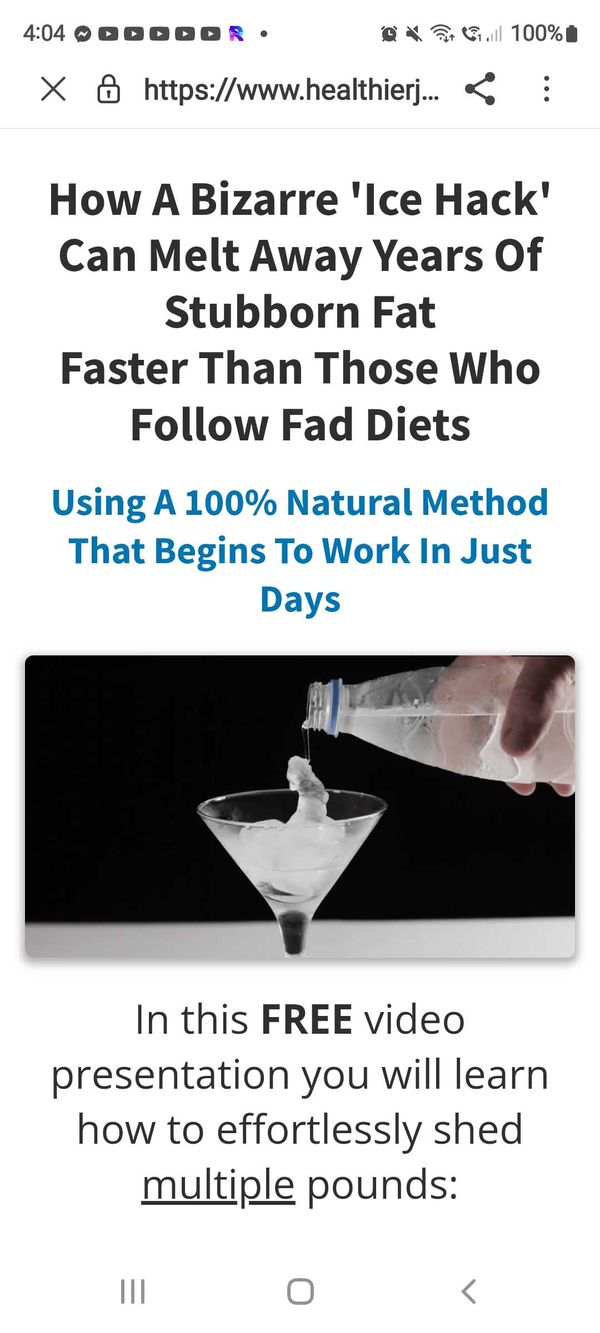YouTube eliminó un video de un anuncio pagado que promocionaba un truco de hielo extraño o un truco de hielo alpino para un suplemento dietético llamado Alpilean.