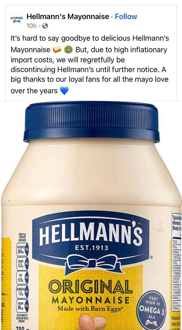 La mayonesa Hellmann's no se había descontinuado en todo el mundo.