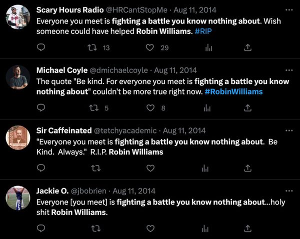 No encontramos evidencia de que Robin Williams haya dicho las palabras: 