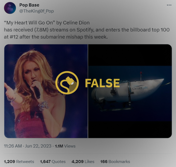celine dion cartelera top 100 percance submarino
