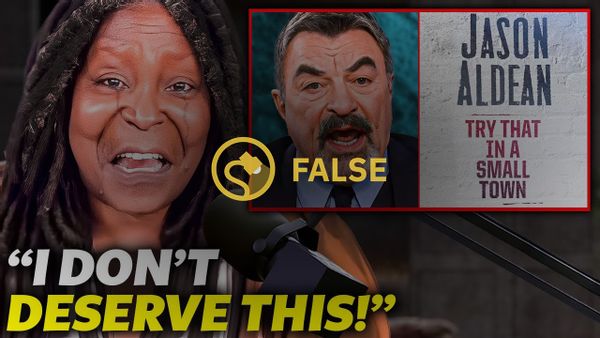 Un video de YouTube afirmó que Whoopi Goldberg suplicó clemencia después de que Tom Selleck la destrozara con respecto a los comentarios que hizo sobre Jason Aldean.