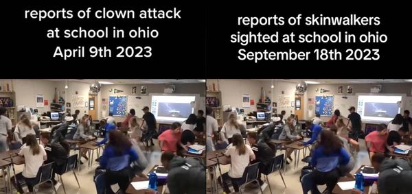 Los vídeos de TikTok afirmaban mostrar informes de skinwalkers en escuelas de Ohio en septiembre de 2023.