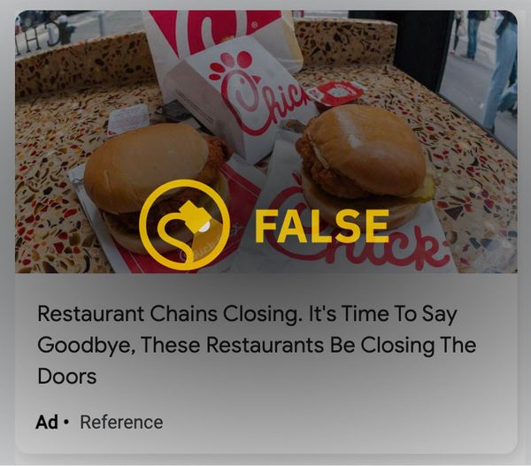 Los anuncios en línea afirmaban que Chick-fil-A cerraría todos sus restaurantes en 2024.
