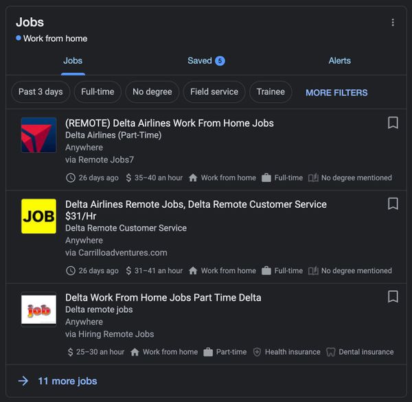 Un rumor decía que Delta Air Lines estaba ofreciendo puestos de trabajo de servicio al cliente remotos y desde casa con vuelos gratuitos para los nuevos empleados.
