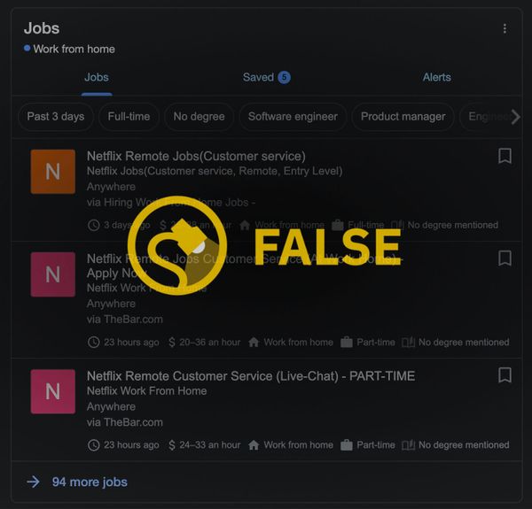 Netflix no ofrecía puestos de trabajo remotos o desde casa o desde casa para puestos de servicio al cliente, a pesar de lo que afirmaban algunos anuncios en línea.