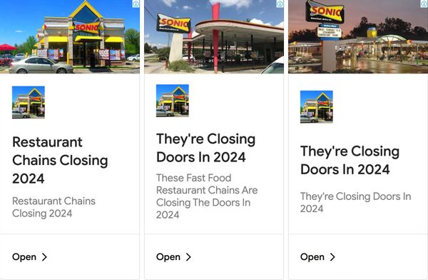 Los anuncios en línea afirmaban falsamente que Sonic Drive-In cerraría todos los restaurantes en 2024.