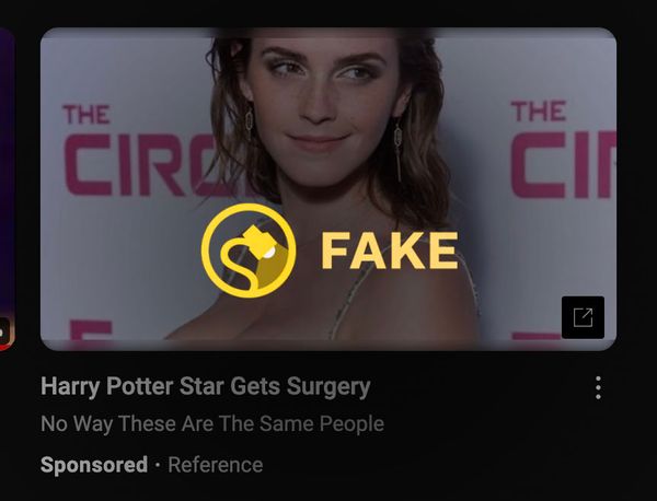 Una imagen manipulada de la actriz Emma Watson hizo que su escote pareciera más grande con fines de clickbait.