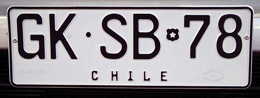 Matrícula automovilística Chile 2014 GK•SB*78 particular con FE-Schrift