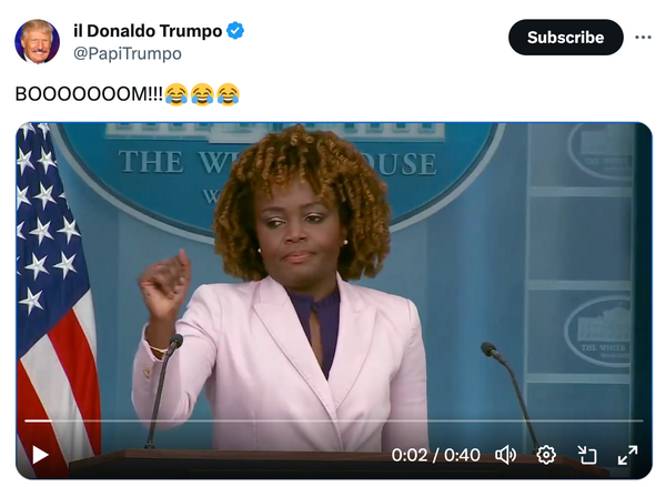 En X se compartió un vídeo clip engañosamente editado del intercambio entre Karine Jean-Pierre y Peter Doocy.