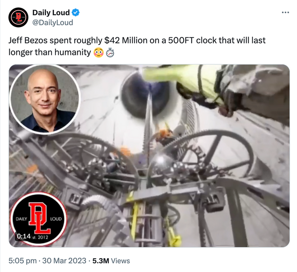 Jeff Bezos Reloj de 10.000 años, publicación X